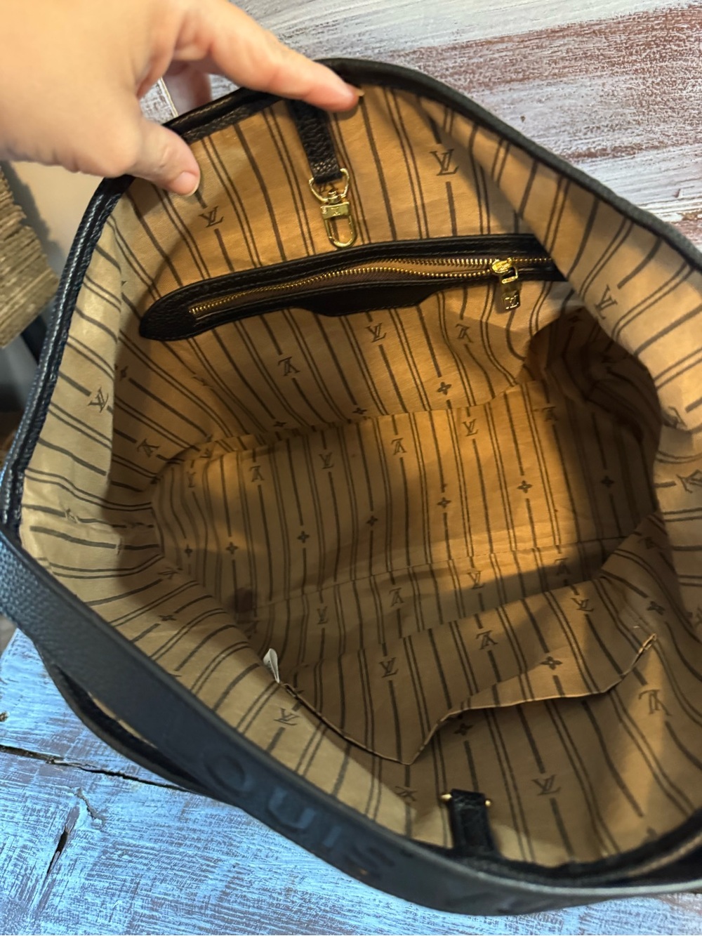 Black Embossed Shoulder Bag with Top Strap - Picture 6 of 9